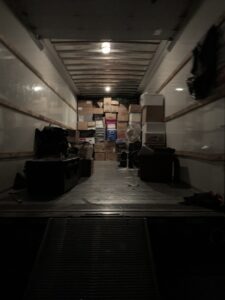 Storage unit loaded with household belongings