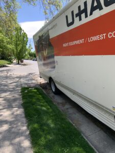 U-Haul truck parked at a home for moving day