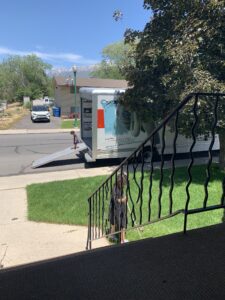 U-Haul truck parked on a residential street